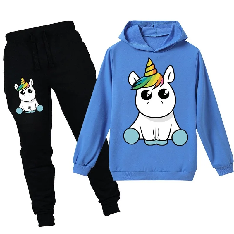 Для мальчиков и девочек Сезон осень зима единорог с капюшоном кофта длинными