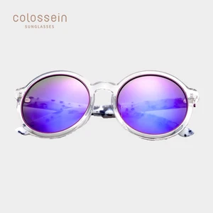 Солнцезащитные очки COLOSSEIN, классические очки в круглой оправе с градиентными зеркальными линзами, ультралегкие пластиковые очки в стиле стимпанк, UVA UVB
