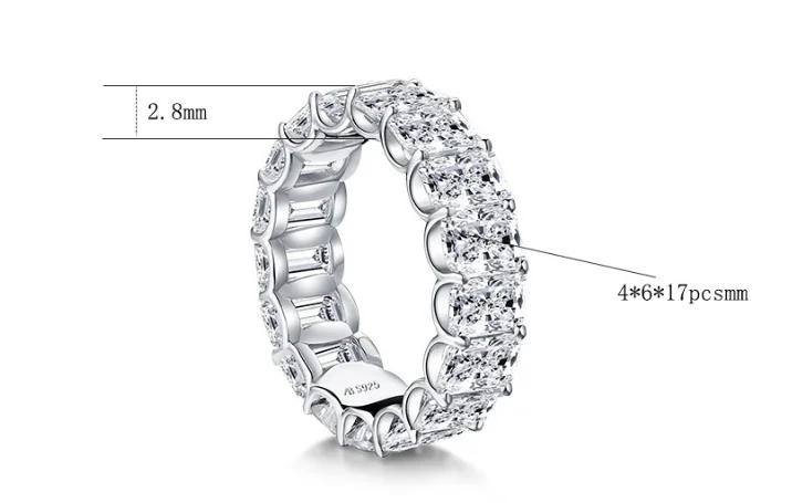 

Radiant Cut 4*6mm Lab-created Diamond Ring wedding proposal brand shining fine jewelry 925 sterling silver band