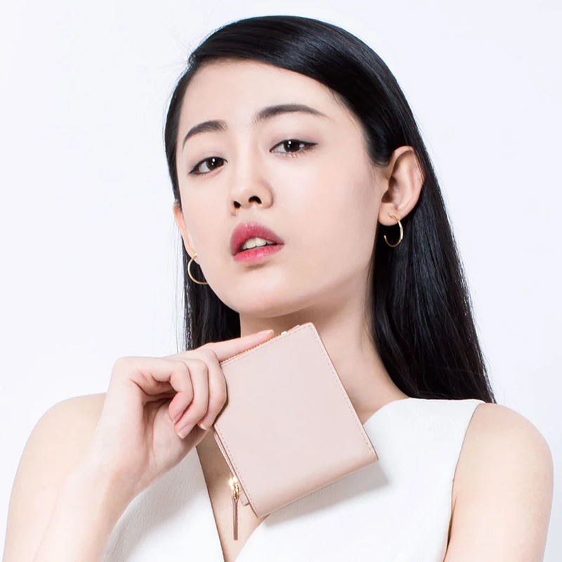 Xiaomi Youpin UREVO кожаные кошельки полный грианд натуральная мягкая Сумочка для женщин стильный компактный держатель для карт в подарок - Цвет: Розовый