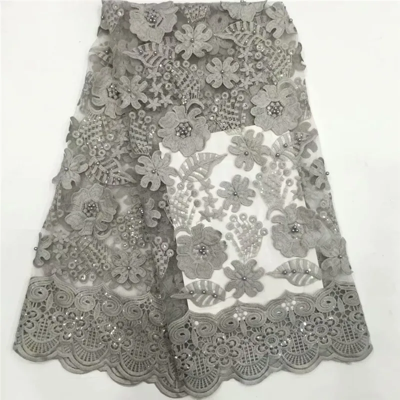 Нигерийская бисерная кружевная ткань желтого цвета высокого качества