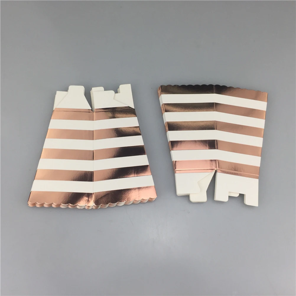 12 шт. бумажные коробки для попкорна пакеты из розового золота коробка полосатые