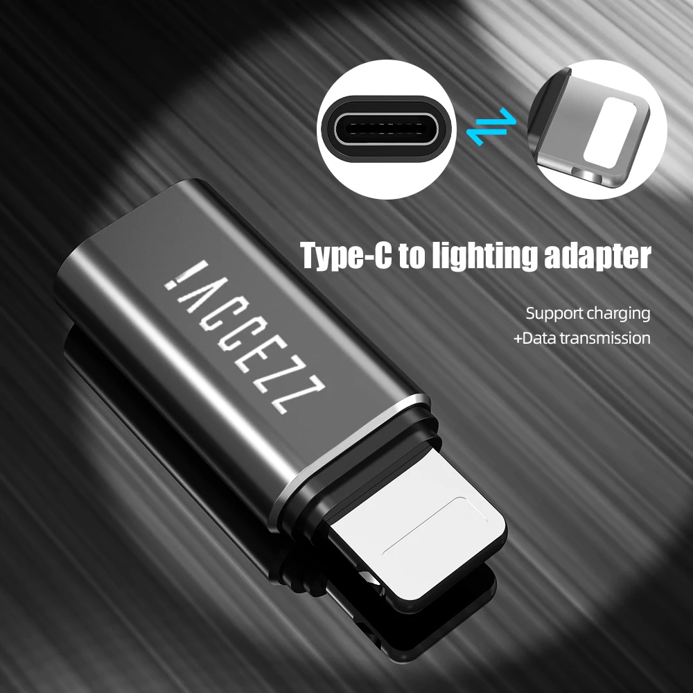 ! Мини адаптер USB OTG ACCEZZ переходник Type C Мама папа с подсветкой для Apple iphone X XS XR 8 7 Plus