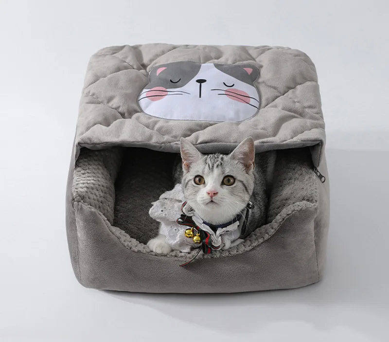 

Pet bed for Cats Dogs Soft Nest Kennel Bed Cave House Sleeping Bag Mat Pad Tent Pets Winter Warm Cozy Beds 2 Size L XL 2 Colors