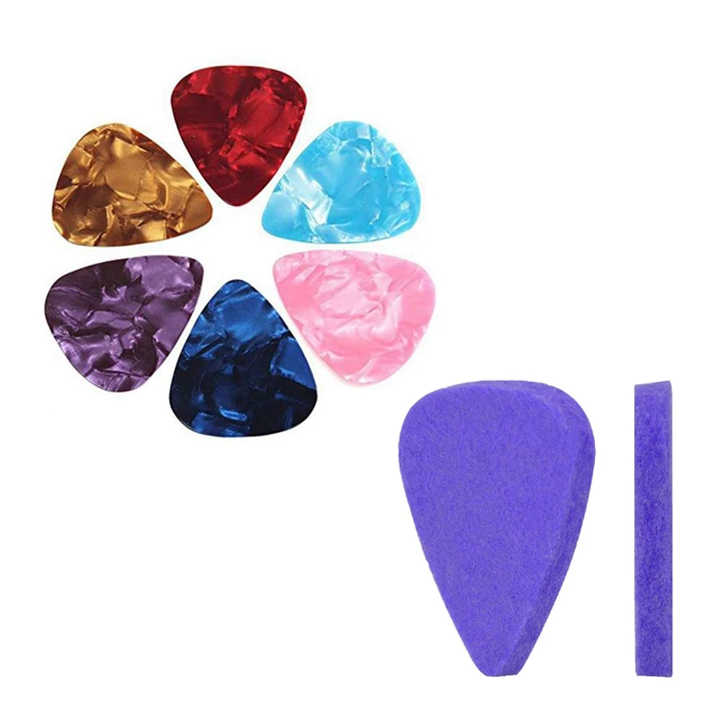 50-Pack 0.46Mm Stylish Colorful Guitar Celluloid Picks Plectrums For Bass & 8 Pieces Ukulele Felt Picks/Plectrums Ukul | Спорт и