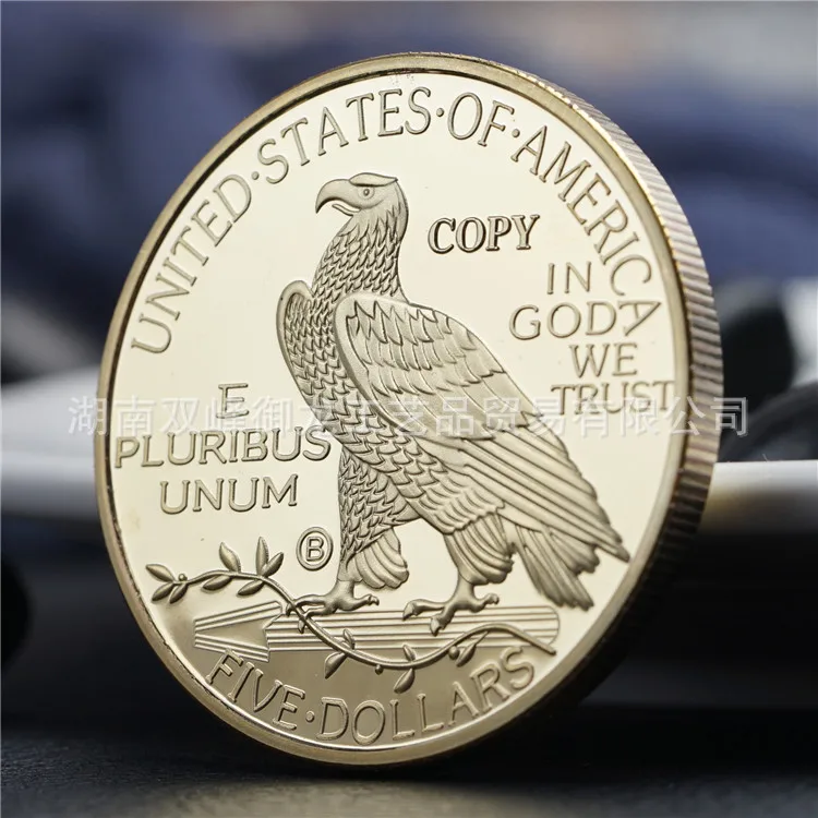 Commemorative Coins Medal Badge Coin Foreign Currency Crafts 1915 America 5 American Dollars Indians |