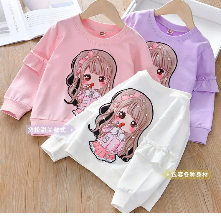

Spring/Autumn Girls' Sweater Cotton Base Shirt Fresh Long Sleeve T-shirt Children's Baby Sweatshirt T-shirt Kids Bottoms