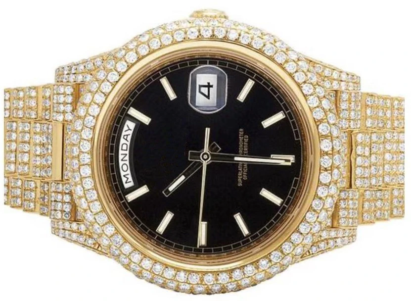 

Мужские автоматические механические водонепроницаемые часы из желтого золота с сапфировым стеклом