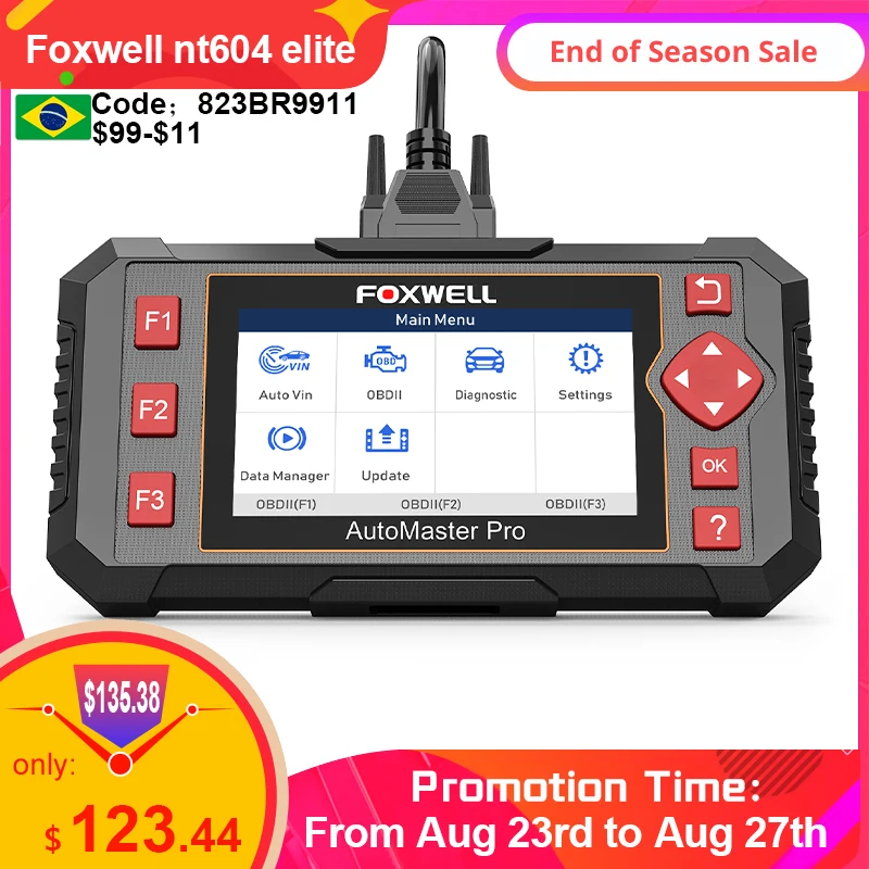 

Новинка FOXWELL NT604 Elite OBD2 Диагностический Инструмент Профессиональный Автомобильный сканер ABS подушка безопасности считыватель кодов двигате...