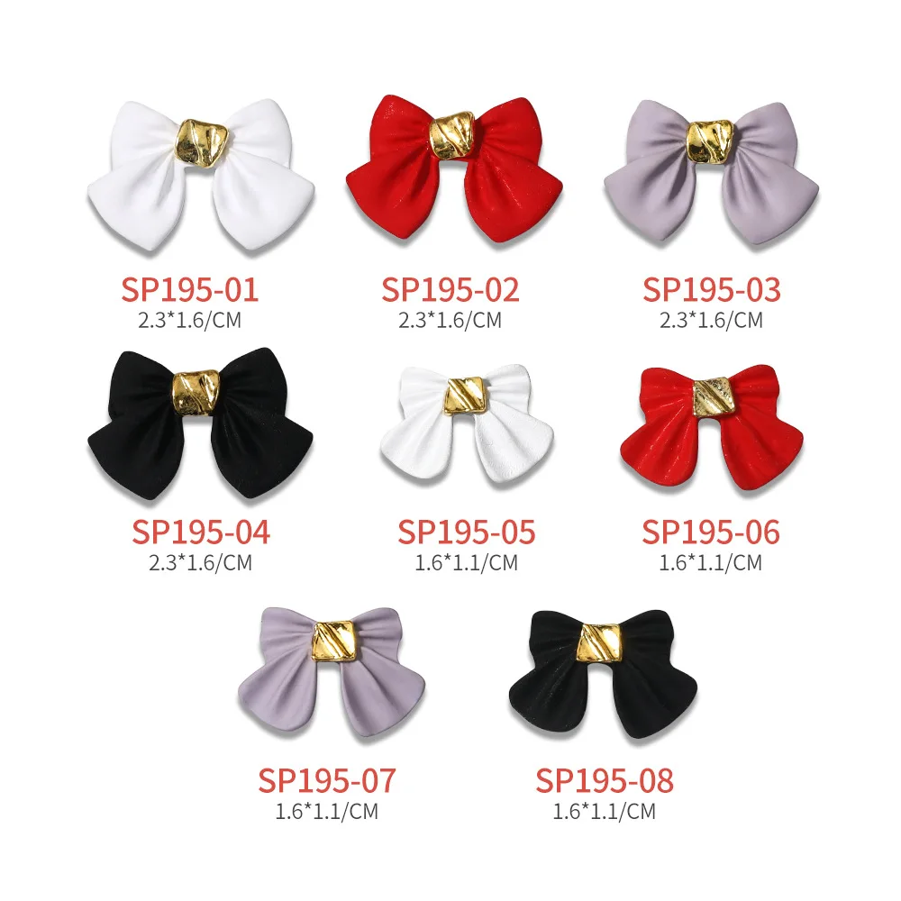 

1 pack of 10 nail art frosted bow ribbon color alloy three-dimensional simple resin bow DIY nail decorationArtistic accessories