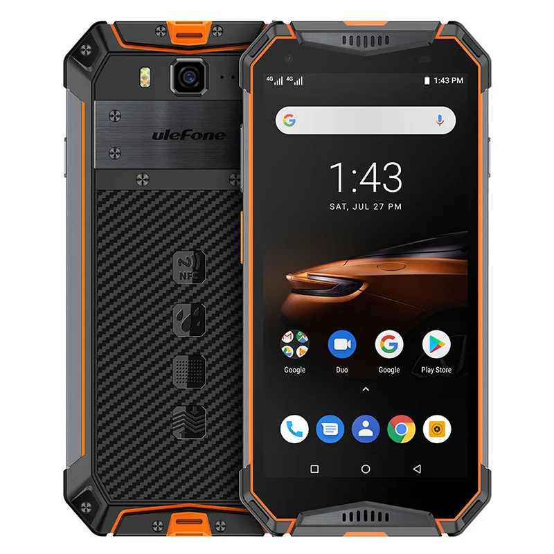 Ulefone Armor 3 Вт IP68 водонепроницаемый мобильный телефон 10300 мАч 5," FHD+ Восьмиядерный 6 ГБ+ 64 ГБ helio P70 Android глобальная версия Smart - Цвет: Orange