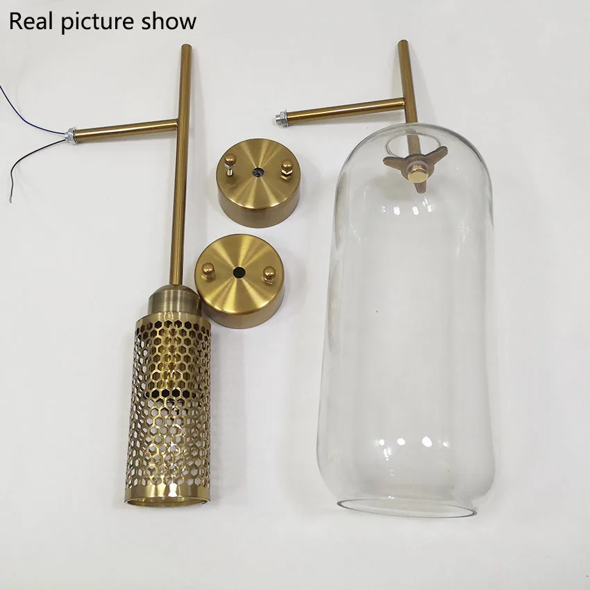 Промышленные Ретро Стеклянные Настенные светильники металлическая сетка