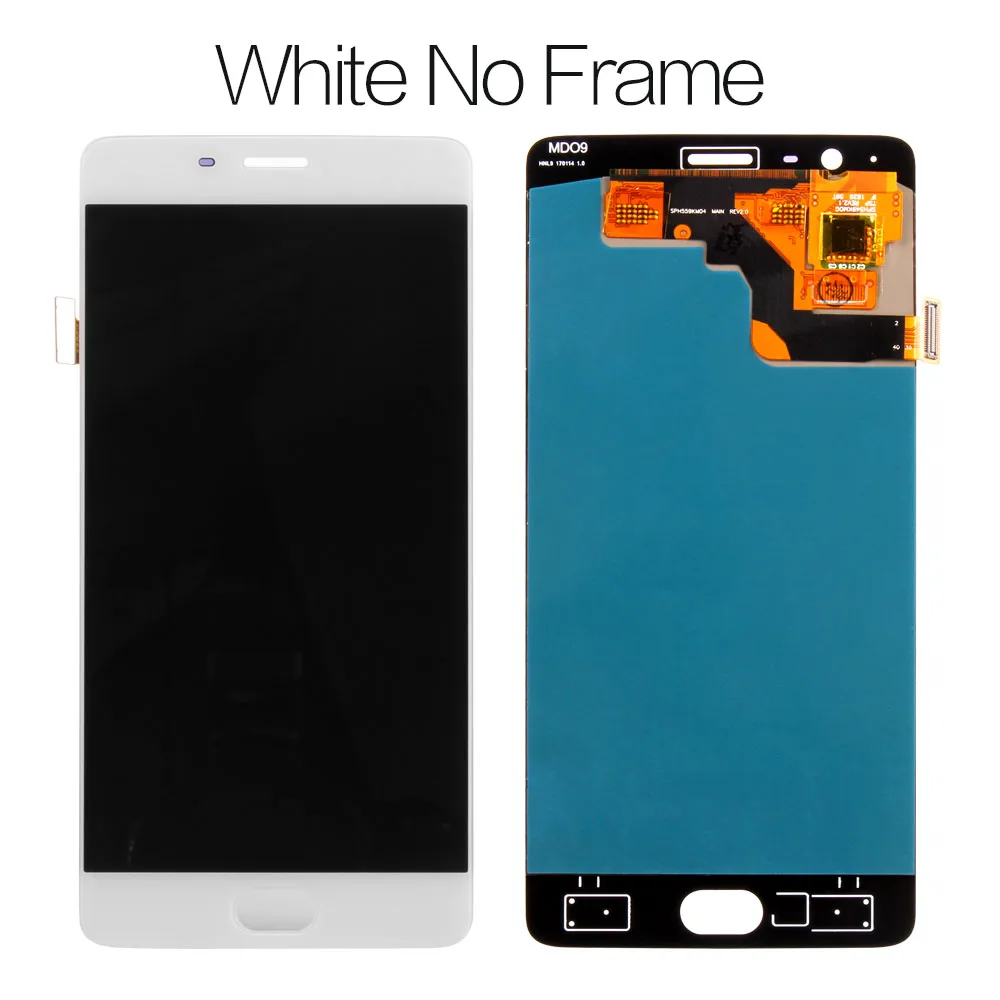 White no Frame 5,5 '' AMOLED дисплей для Oneplus 3T ЖК-дисплей сенсорный экран с рамкой для Oneplus 3 T 3T A3000 Замена дисплея - Цвет: White no Frame