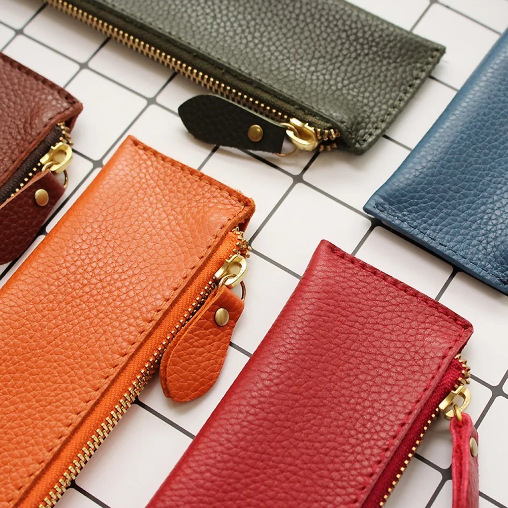 100% натуральная мягкая кожаная сумка для ручек на молнии пенал Чехлы креативная