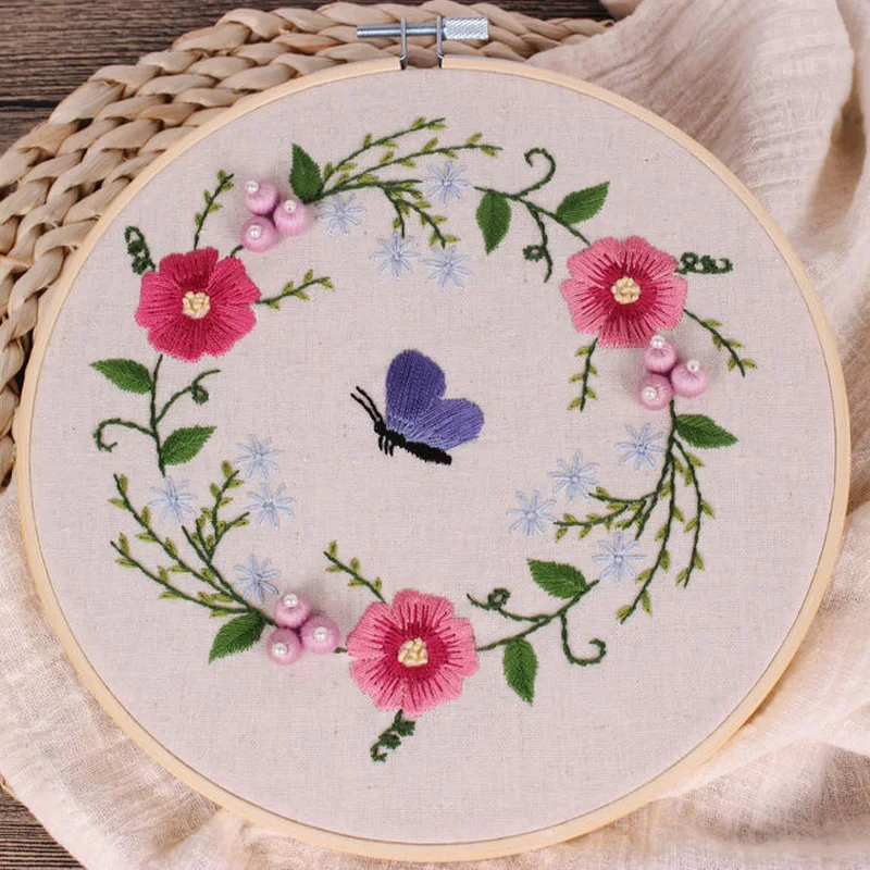 Набор для вышивки сделай сам простой цветочный узор с обручем начинающих наборы