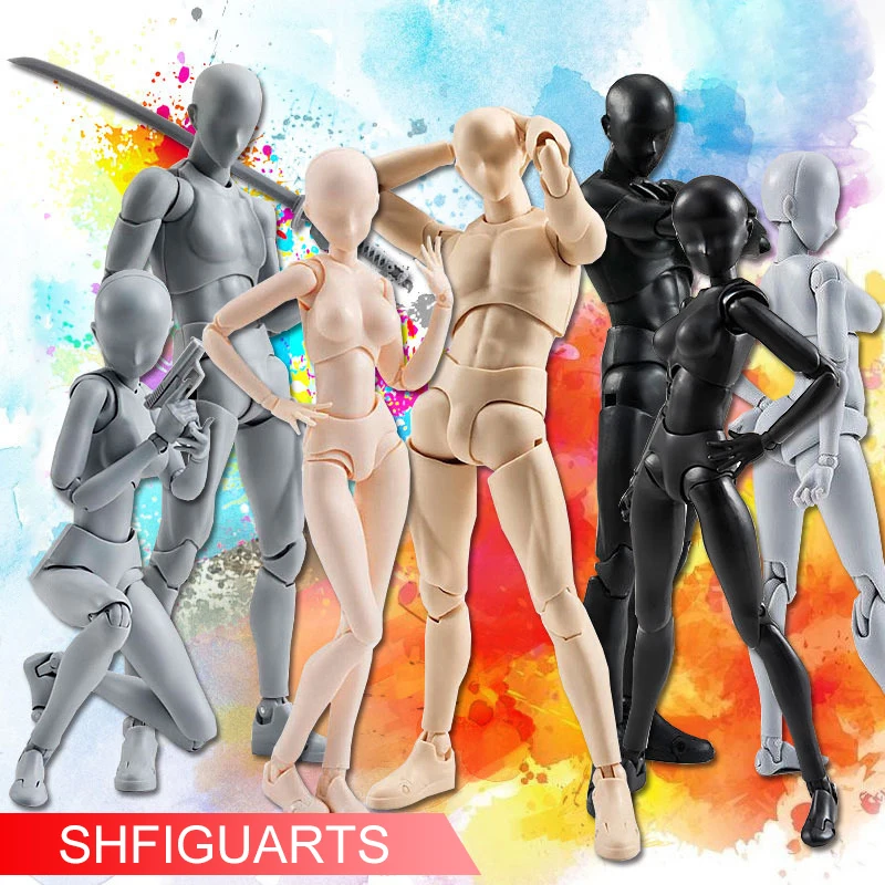 SHF экшн-фигурка шарнирная подвижная эскизная кожа/серый/черный Боби фигма куклы С