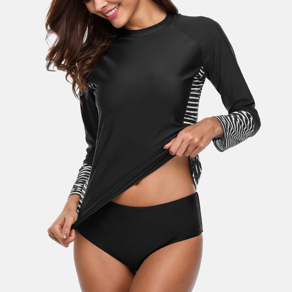 Привлекательный женский купальник Rashguard с длинным рукавом женские рубашки для
