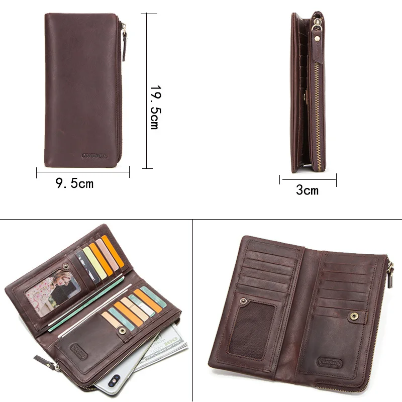 

Men's Wallet Leather Casual Clutch Bag Leather Zipper Purse