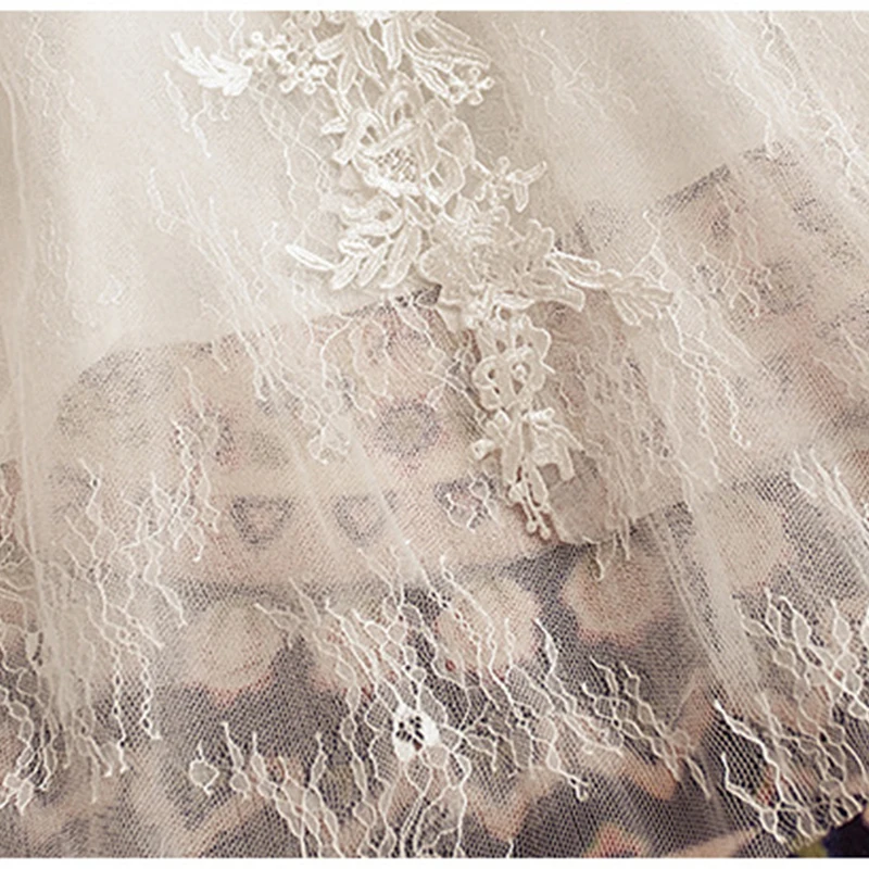 

Wedding Dresses Illusion Short O-Neck Tulle Luxury White Vintage Embroidery Backless Court Train Elegant Women Bride Gown GB008