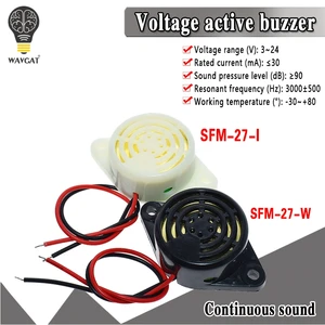 Электронный звуковой сигнал WAVGAT, 95 дБ, постоянный ток 3-24 в 12 В, прерывистый непрерывный звуковой сигнал для Arduino, автофургона, SFM-27