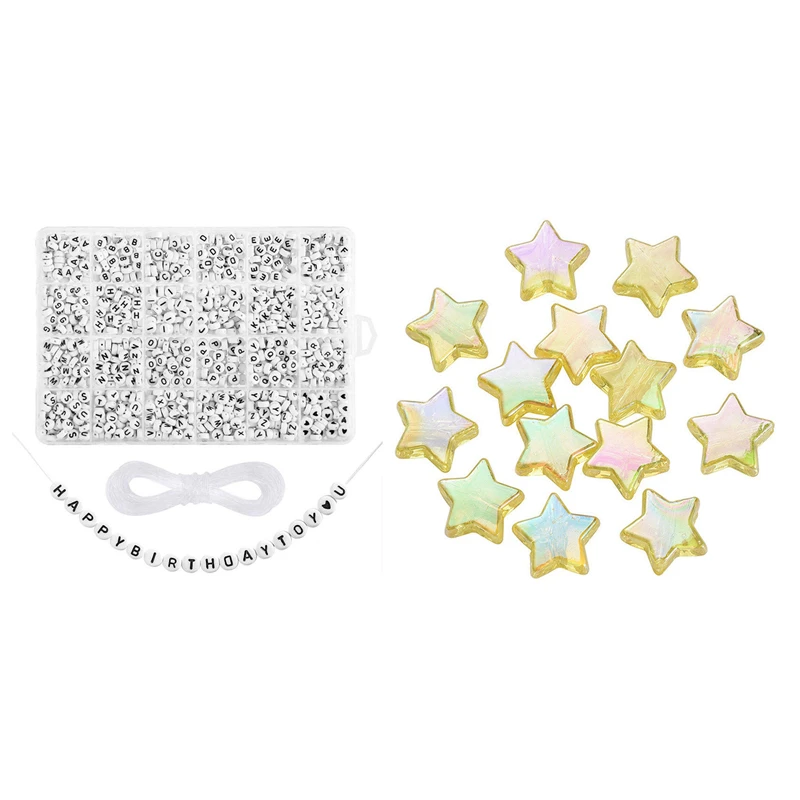 

2 комплекта ручной работы из бисера: 1 комплект 10 мм пятиконечная звезда Бусы или желтый цвет) 1 комплект A-Z акриловые серебряные украшения в в...