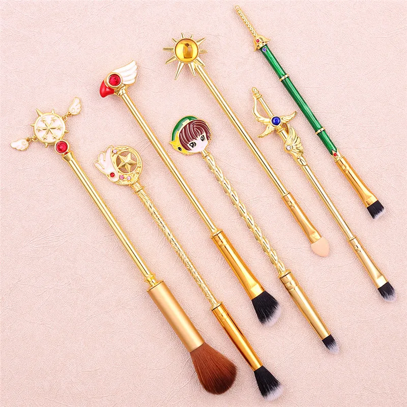 Cardcaptor Sakura кисти для макияжа Косметическая металлическая ручка с кристаллами основа для теней Губка кисти косметические инструменты