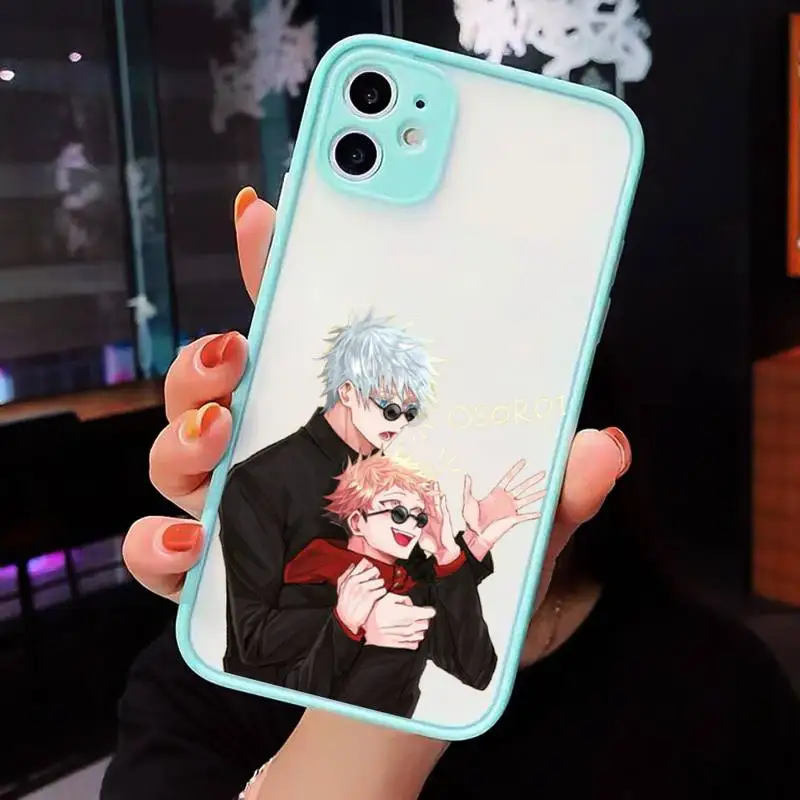

Jujutsu Kaisen Satoru Gojo anime Phone Cases Matte transparent For blue iPhone 12 Mini 11 Pro XR XS Max 7 8 Plus X Back Cover