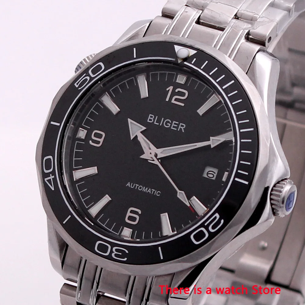 

Мужские автоматические часы Bliger 41 мм, стерильные часы с сапфировым стеклом, светящиеся водонепроницаемые механические наручные часы с календарем для мужчин