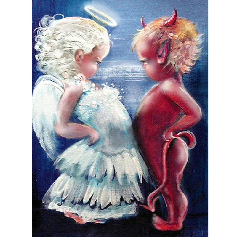 Diy Алмазная картина полностью квадратная круглая 5D вышитый бриллиантами ангел и
