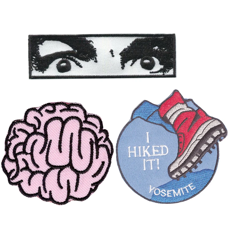 

Cartoon Japanese Handsome Boy Patches Iron On Brain I Hiked It Letter Appliques 3D Diy Clothes Hat Cap Stickers