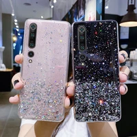 luxury bling glitter silicone phone case for xiaomi mi 12 11 t lite pro redmi note 10 9 8 s ultra thin sequins transparent cover