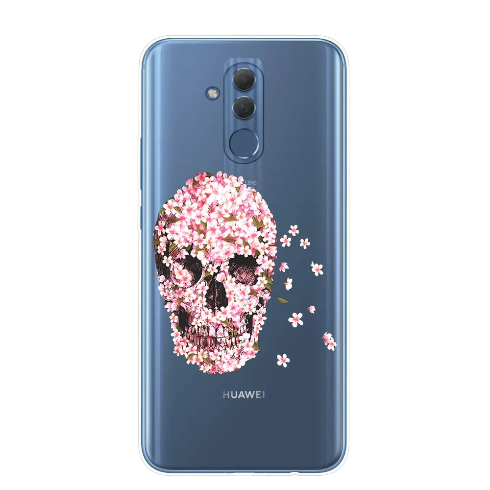 Мягкий силиконовый чехол в стиле ретро с рисунком черепа розами для Huawei P20 P30 Mate 10