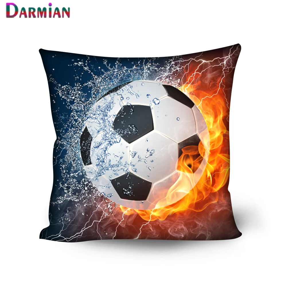 

DARMIAN Flame Football Printed Cushion Cover Decorative Linen Throw Pillow Case for Home Car Sofa Bedroom Chair Fundas De Cojin