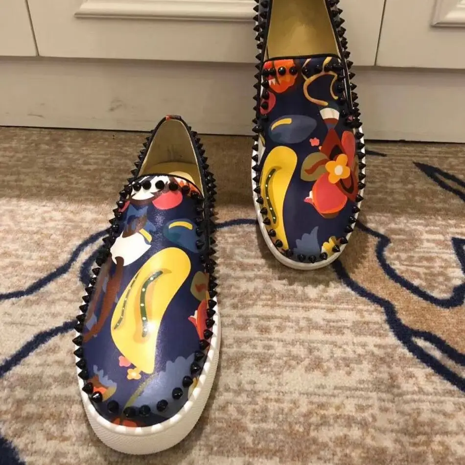 Мужские лоферы на плоской подошве Роскошные дизайнерские кожаные туфли с шипами