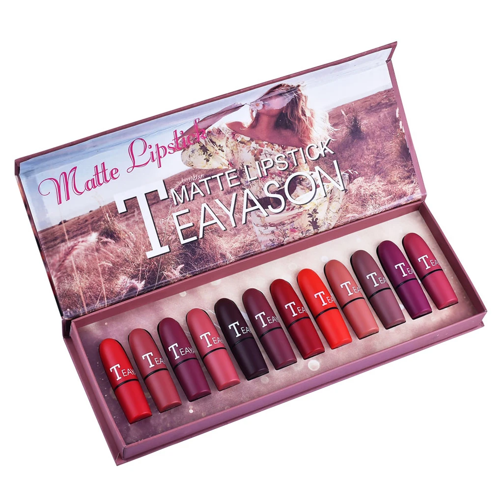 

12x Matte Lipstick Set Waterproof Long Lasting LipGloss Liquid Lipstick