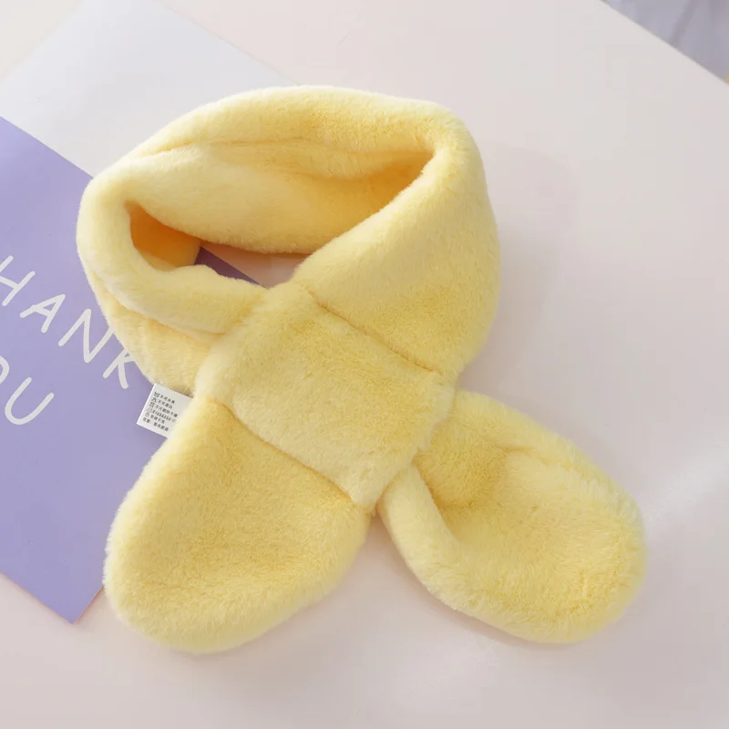 Детская одежда плотный теплый шарф сплошной цвет милый пушистый плюшевый шейный