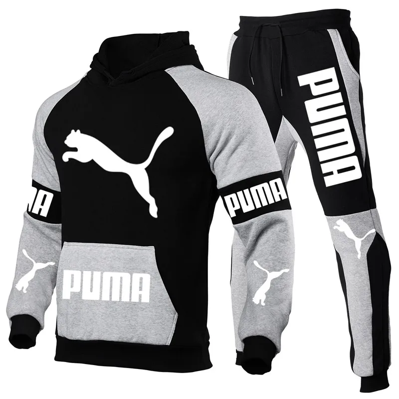 

New PUMA Autumn And Winter Men's Sets Hoodies+Pants Splicing Sport Suits Casual Sweatshirts Tracksuit 2021 Brand Sportswear S-3X