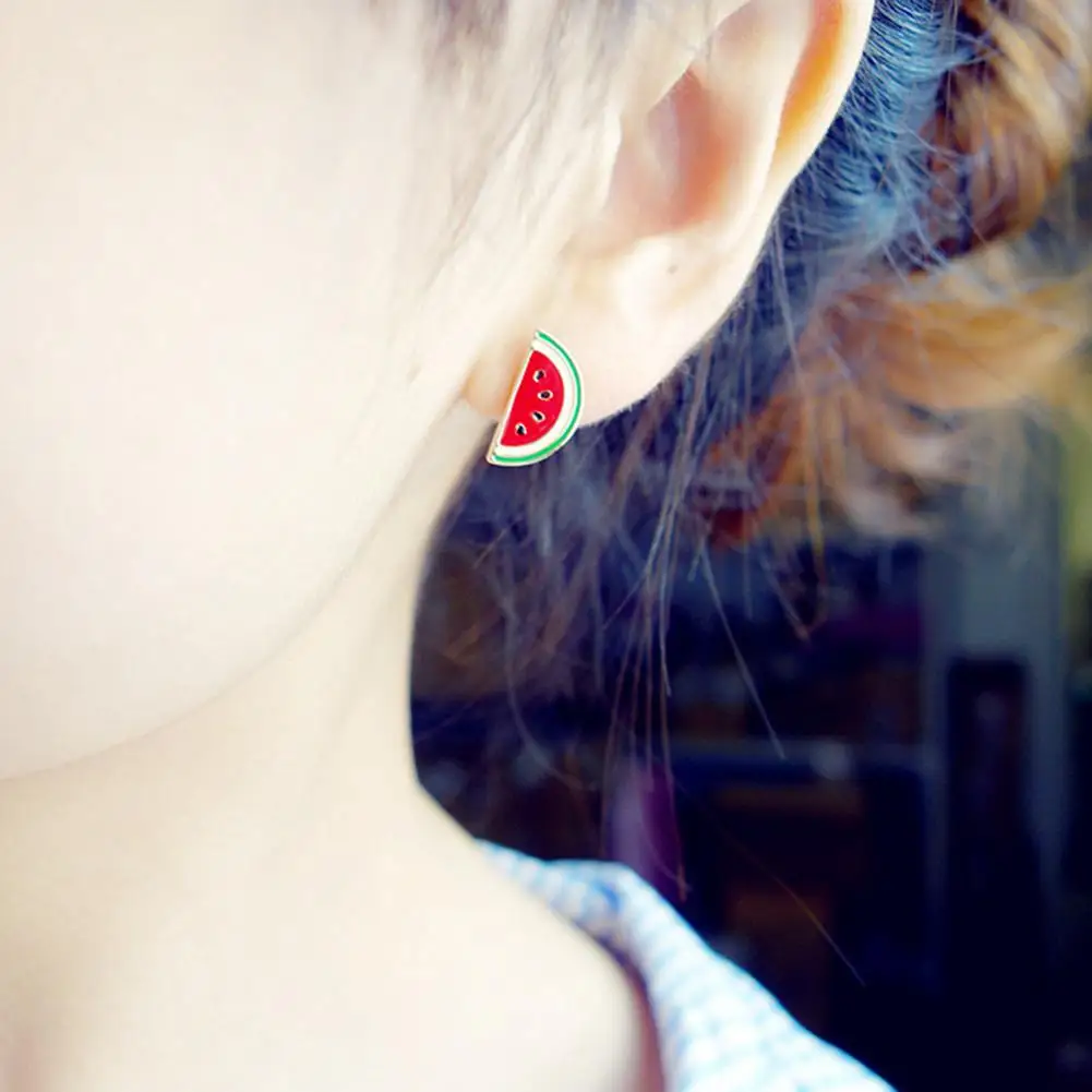 Женские серьги гвоздики в виде фруктов клубники арбуза божьей