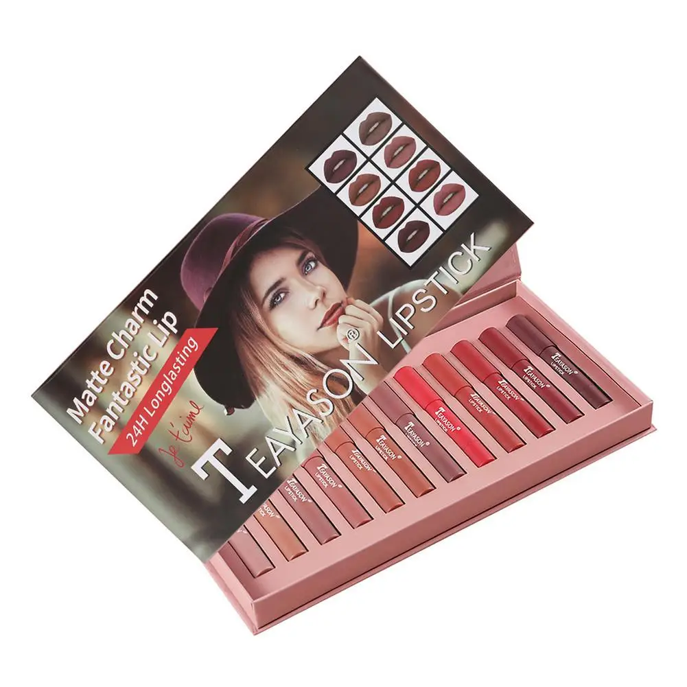 

12PCS Matte Lipstick Pencil Set Waterproof Moisturizing Makeup Kit Gift Velvet Glossy Lips Gloss Lipstick Lip Balm Sexy Colors
