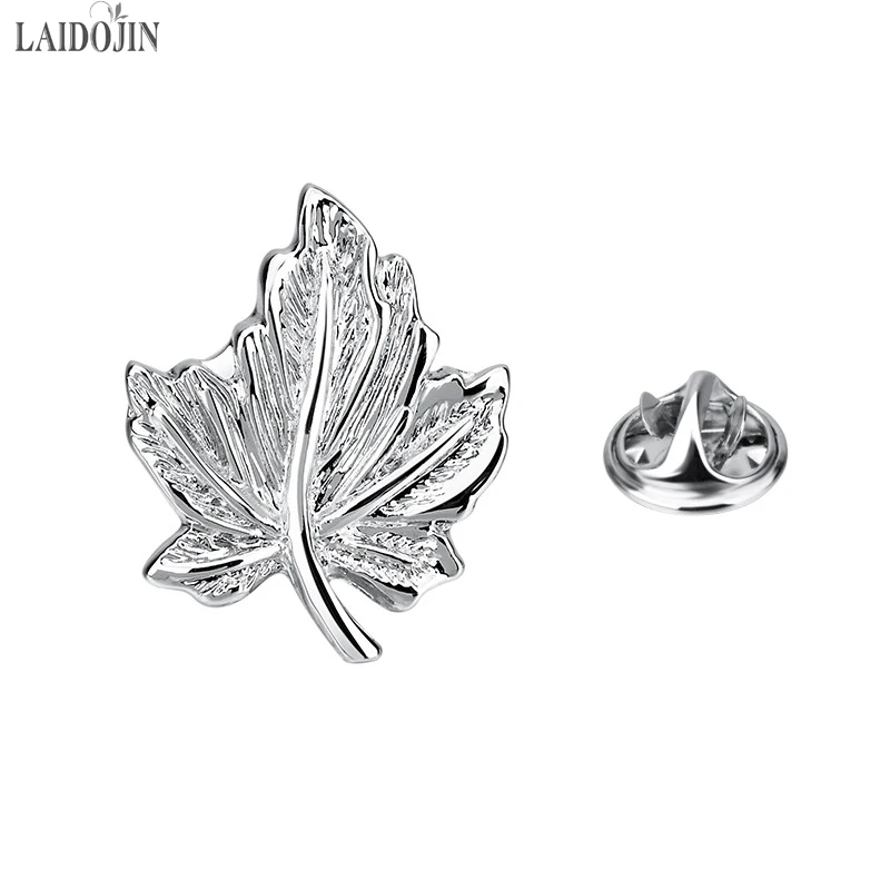 

LAIDOJIN Classic Silver plated Leaf Shape Men Lapel Pin Brooches Pins for Mens Brooches Collar Party Engagement Brand Jewelry