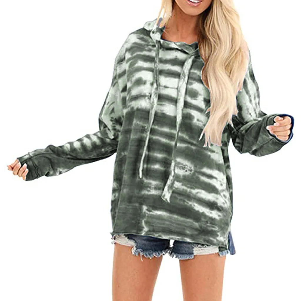 

Women Sweatshirt Tie Dye Fashion Long Sleeve Hoodie Sweatshirt Oversized Harajuku Jumper Hooded Pullover Tops Casual Loose Coat