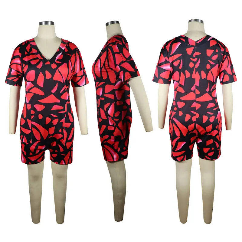 

YEYA Print Bodycon Playsuit Birthday Outfits for Women Biker Shorts Summer Vacation Clothes Party Clubwear Rompers