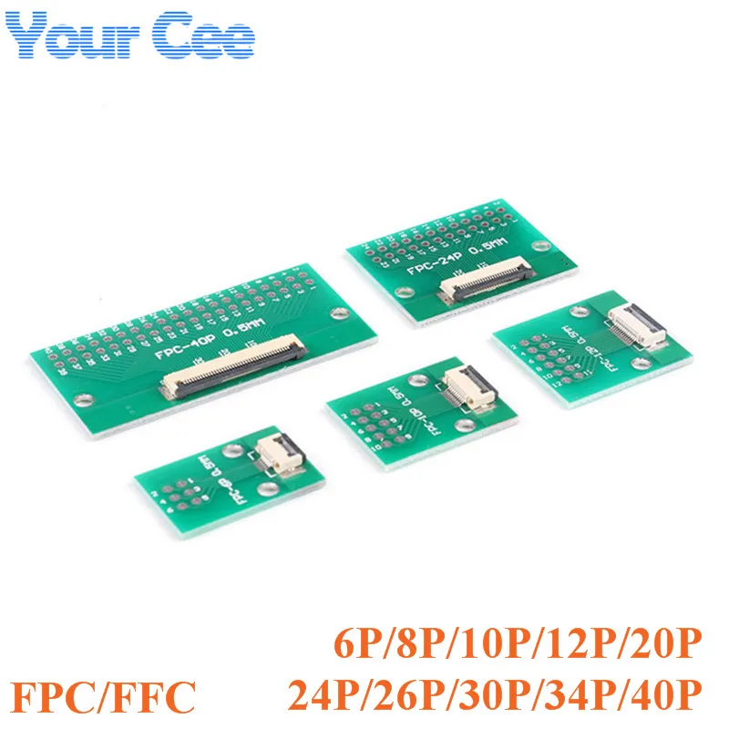 Плата переходника FPC/FFC Flat Cable Adapter Plate 0.5mm 6P/8P/10P/12P/20P/24P/26P/30P/34P/40P DIP Pin Board Pitch Converter PCB.