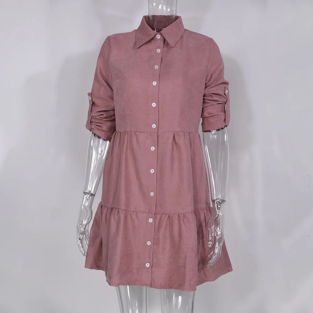 

Fashion Autumn Winter Long Sleeve Turndown Collar Buttons Shirt Dress Women 2020 Long Top Office Casual Woman Dresses Femme Robe