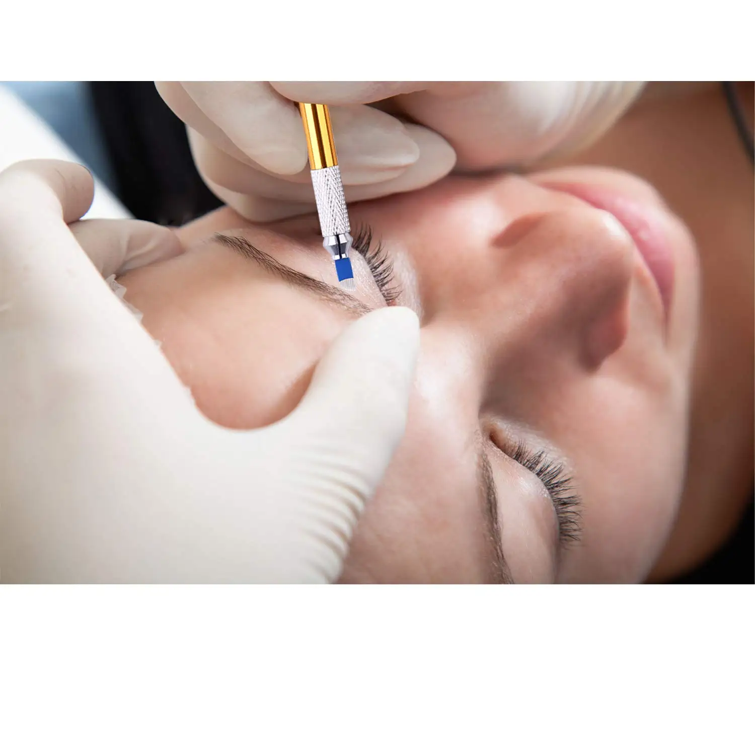 Eyebrow Tattoo Needle 50PCS Microblading Shading Bevel 19Round for Manual Semi Permanent Makeup Fog Blades | Красота и здоровье