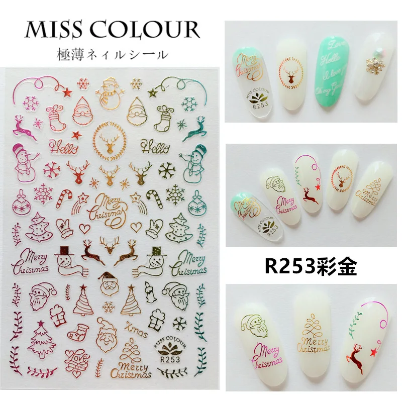 

New hot style color gold Christmas white snowflake Bronzing nail decals nail stickers nail art accessories