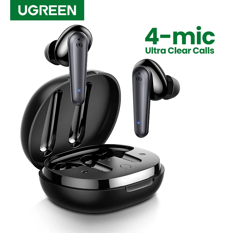  UGREEN HiTune T1 Беспроводные наушники с 4 микрофонами TWS Bluetooth 5,0 наушники True Wireless Stereo 24H воспроизведение USB C зарядка Earphoe 