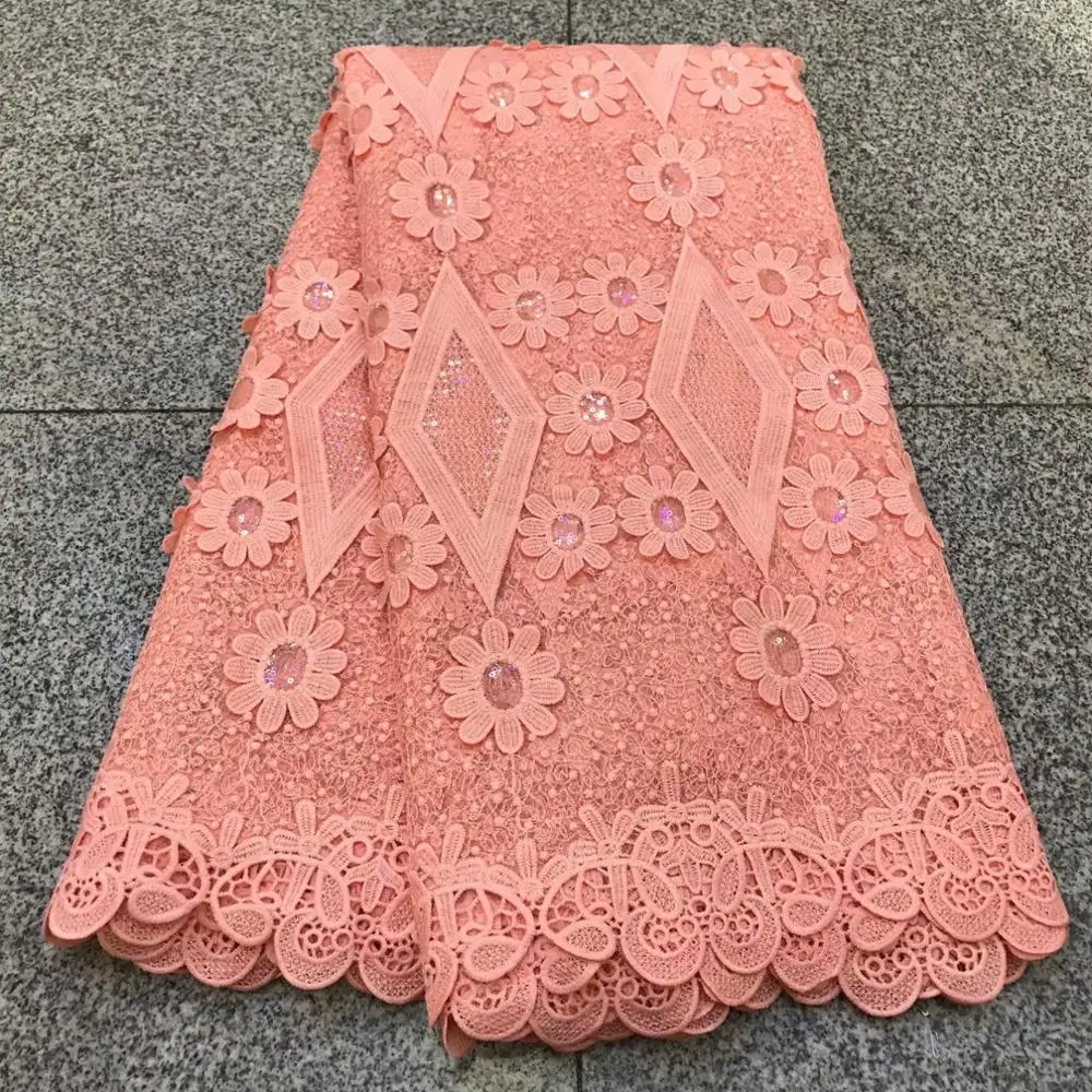 Высококачественная гипюровая кружевная ткань с блестками африканская