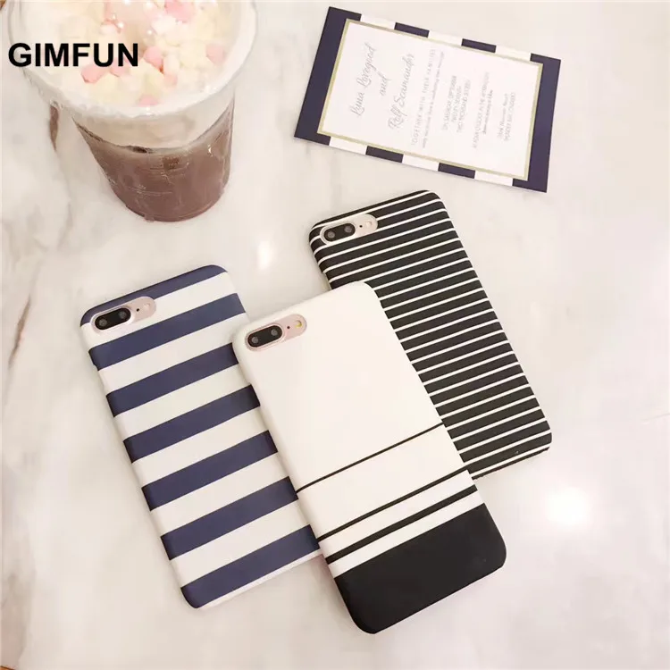 Простой чехол Gimfun в черно белую полоску для влюбленных жесткий пластиковый Iphone 11
