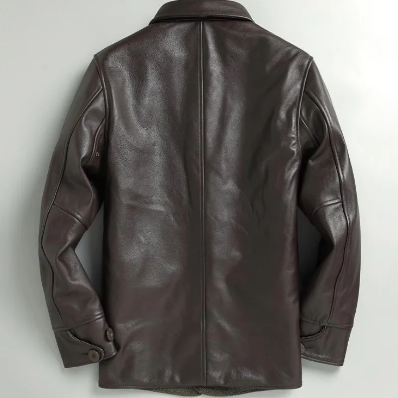 

Man Cowhide Business Leather Coat Slim Fit Motorcycle Biker Genuine Leather Jacket Plus Size High Quailty Leather Outwear Coats